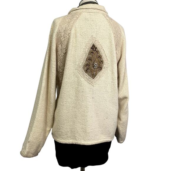 Vintage Heavy Knit Lace Cottage Core Boho Jacket - Picture 15 of 16